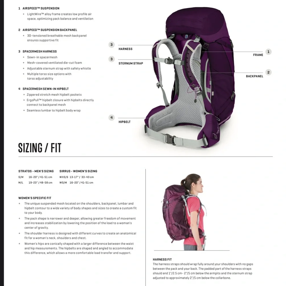 Osprey Men's Red Stratos 50 M/L 48-58cm